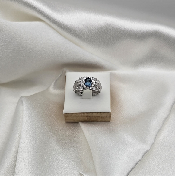 Luxury Sterling Silver 925 Natural London Blue Topaz Gemstone Ring